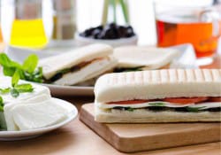 Halloumi with pesto panini bread